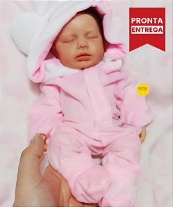 Bebê Reborn Menina 34 Cm Olhos Fechados Toda Em Silicone Sólido Princesinha Linda A Pronta Entrega