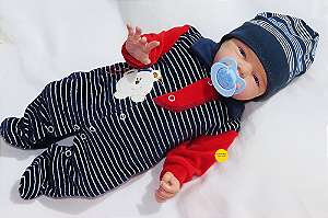 Bebê Reborn Menino Articcus 49 Cm Olhos Abertos Corpo Vinil Siliconado Com Enxoval E Chupeta Oferta