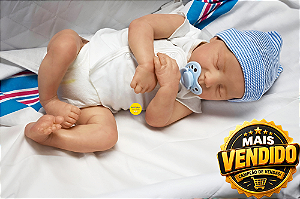 Bebê Reborn Menino Levi 48 Cm Olhos Fechados Parece Um Bebê De Verdade Acompanha Chupeta