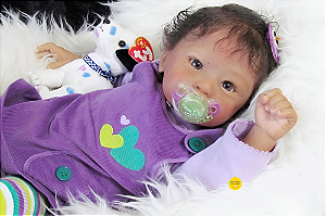 Bebê Reborn Menina Eleanor 50 Cm Olhos Abertos Bebê Morena Super Realista Com Lindo Enxoval