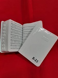 B-23 BÍBLIA C/ HINÁRIO MUSICAL, CAPA BRANCA-TAM 100X130 MM