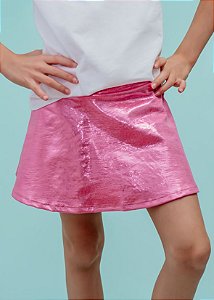 Shorts Saia Infantil Pink Brilho Cobra