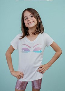 T-shirt Infantil Off-White Olhos de Unicórnio