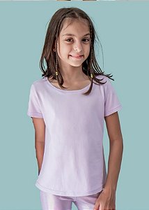 T-shirt Infantil Manga Curta Decote Canoa Purple Paste