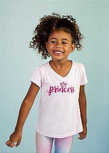 T-shirt Off-White Decote em V Princess Pink