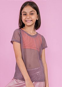 T-shirt Infantil em Tule Lilás