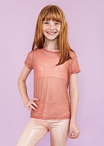 T-shirt Infantil em Tule Rosê