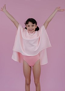 Poncho Com Capuz Infantil Atoalhado Rosa Claro