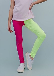 Legging Infantil Duo Pink e Amarelo Neon