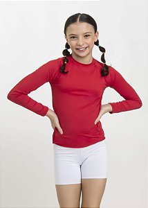 T-shirt Infantil Manga Longa Vermelha Com Proteção UV