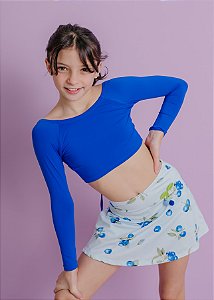 Cropped Infantil Azul Manga Longa