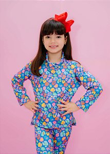 Moletom Infantil Azul Estampa Colorida