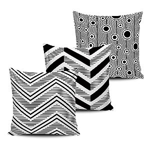 Conjunto 3 Almofadas Decorativas 45x45cm com enchimento - GEOBLACK09