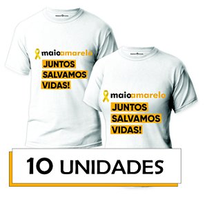 Kit 10 unidades - Camiseta básica  Branca - JUNTOS SALVAMOS VIDAS!
