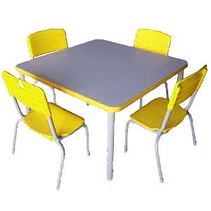 Mesa de Uso Coletivo Tamanho 03 com Cadeira Aluno Tamanho 03 – Amarelo