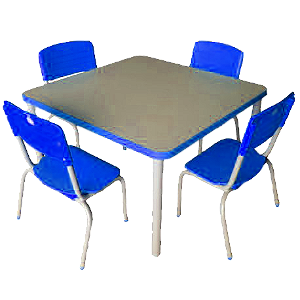 Mesa de Uso Coletivo Tamanho 06 com Cadeira Aluno Tamanho 06 – Azul