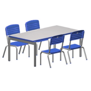 Conjunto Refeitório Adulto – Mesa 120x60cm com Cadeira Azul Tamanho 06