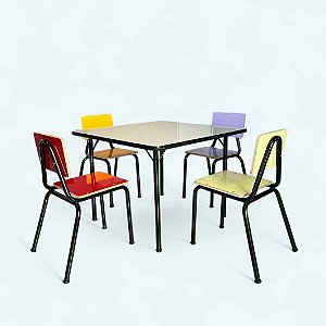 Conjunto Infantil Baby – Mesa com 4 Cadeiras Seguras e Confortáveis  60 x 60