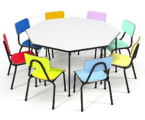 Conjunto De Mesa Octagonal Infantil