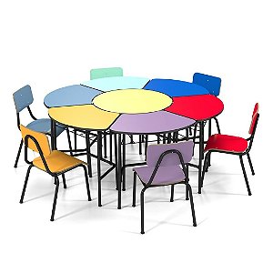 Conjunto De Mesas E Cadeiras Danúbio - Sextavado Infantil (1 À 5 Anos) Colorido