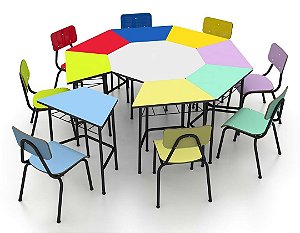Conjunto De Mesas E Cadeiras, Oitavado Juvenil (6 À 10 Anos) Colorido