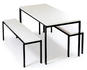 Conjunto para Refeitório Infantil Empilhável – Mesa e 2 Bancos em MDF com Fórmica