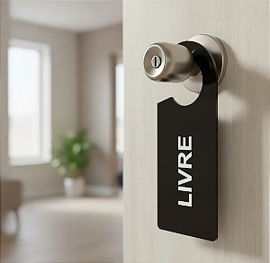 Placa Livre Ocupado para Maçanetas em Acrílico Preto ( ÚNICA peça gravada frente/verso)
