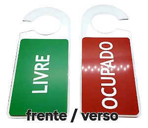 Placa Livre Ocupado para Maçanetas em Acrílico Transparente ( ÚNICA peça gravada frente/verso)