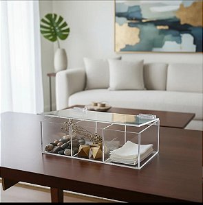 Caixa em Acrílico com Divisões e Tampa