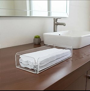 Porta Papel Toalha em Acrílico - Lavabo / Banheiro/ Mesa Transparente