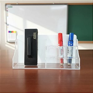 Suporte para Apagador e Canetões em Acrílico - Fundo Branco