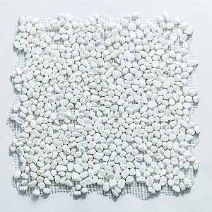 Seixo Branco Pequeno Fosco - 30,5x30,5cm - Glass Mosaic - SX93