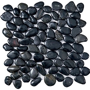 Seixo Preto Grande Polido - 30,5x30,5cm - Glass Mosaic - SX90