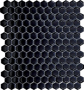 Pastilha de Porcelana Hexagonal - Preta Brilhante - PE2622