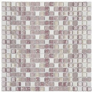 Pastilha GS306 30x30cm Bege, Rosa e Branca Glass Mosaic