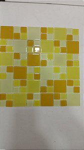 Pastilha de Vidro Mondrian 30x30cm 4mm Brilhante Amarelo