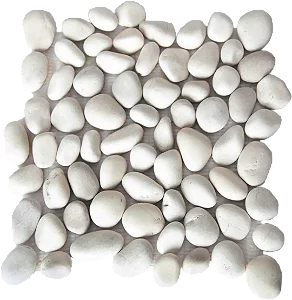 Seixo Médio Fosco - Branco - 30,5x30,5cm - Glass Mosaic - SX98