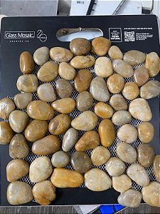 Seixo Grande Polido Amarelo - 30x30 cm - SX100 - Glass Mosaic