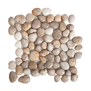 Seixo Grande Polido Bege - 30,5x30,5cm - SX292 - Glass Mosaic