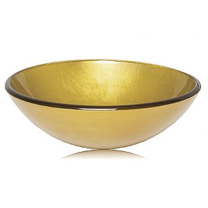 Cuba de Vidro - CGM-16 - Redondo - Esmaltado - Dourado - Glass Mosaic