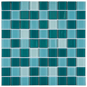 Pastilha de Vidro Cristal - Mix7 - Misc. Verde e Branca - 29,2x29,2 cm