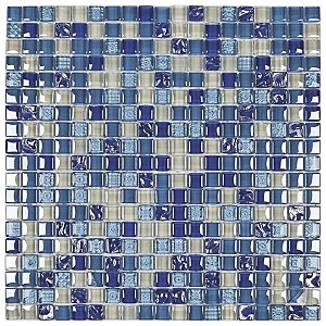 Pastilha de Vidro Galiano - GG15 - Azul - 30x30 cm - Glass Mosaic