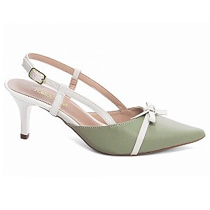 Scarpin Laço Verde Branco Feminino 60012B