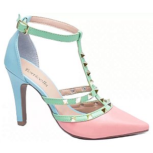 Scarpin Colorido Rosa Verde Azul Feminino 65054D