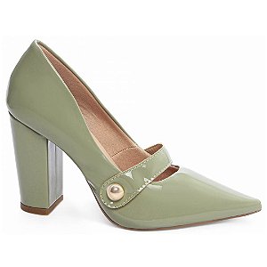 Scarpin Verde Verniz Salto Grosso 6513E