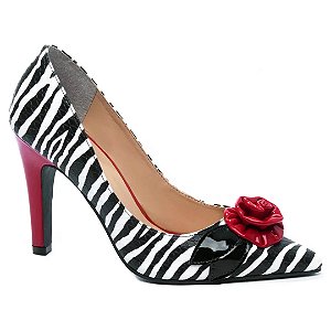 Scarpin Zebrado Rosa Vermelha Feminino 67027A