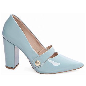 Scarpin Azul Verniz Salto Grosso 6513D