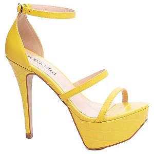 Sandália Feminina Meia Pata Croco Amarela 1204E