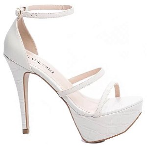 Sandália Feminina Meia Pata Croco Off White 1204B