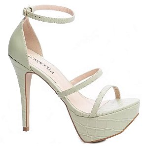 Sandália Feminina Meia Pata Croco Verde Chá 1204D
